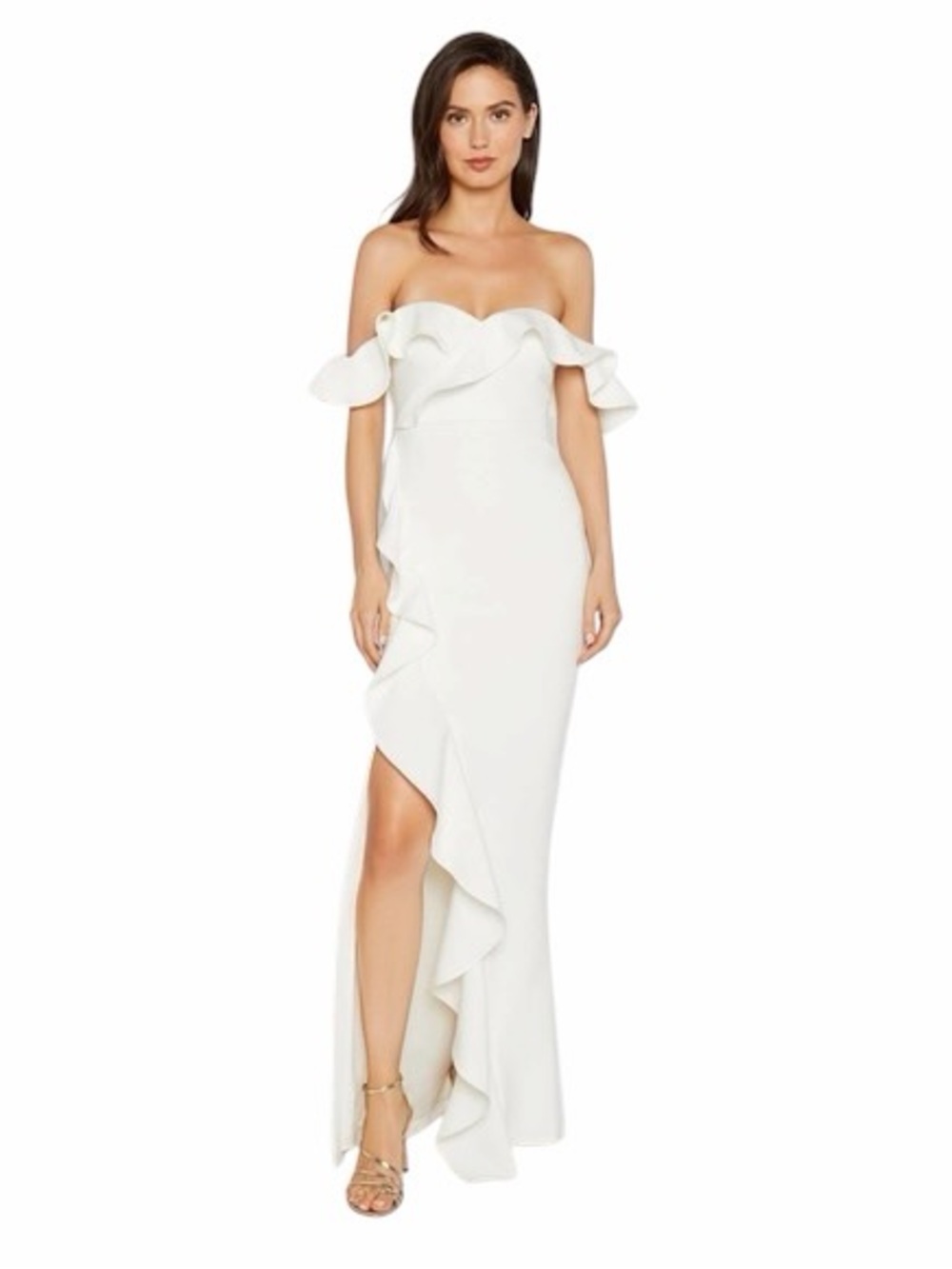 Likely White Miller Ruffle Off the Shoulder Gown Womans 6